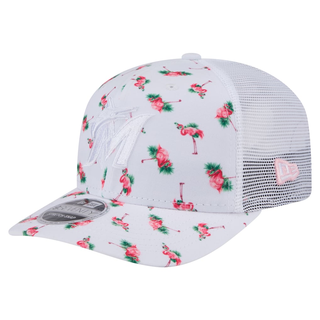  Miami Marlins New Era Flamingo Mesh Back 9SEVENTY Stretch-Snap Hat - White